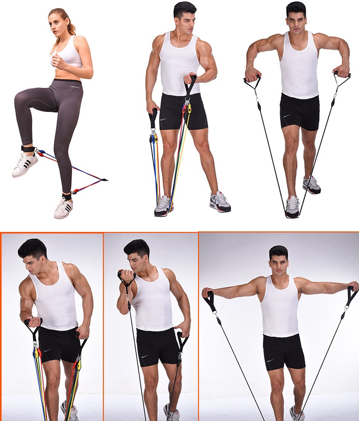 Portable Fitness Resistance Band Set – 11 Piece Workout Kit for Home & Gym Training - Image 9
