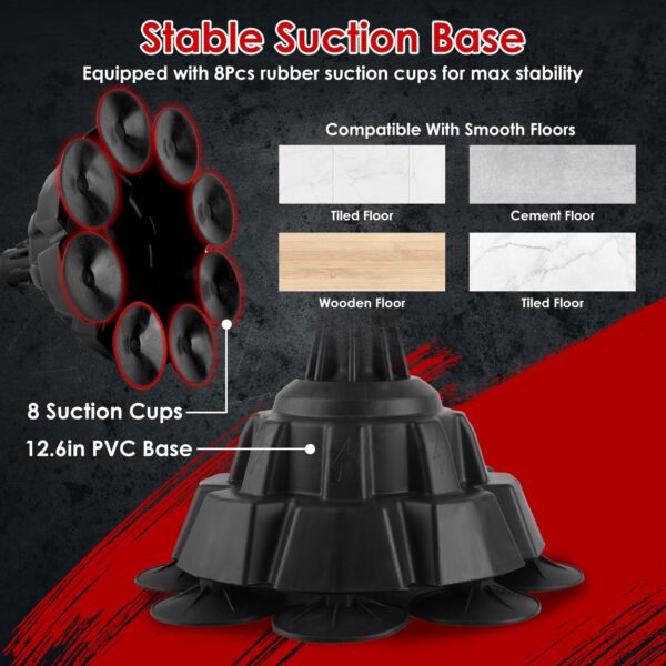 Punching Bag With Stand Free Standing Boxing Ball For Adults 43.3-63in Height Adjustable Boxing Bag With Gloves Wrist Sleeves Stable Suction Base For Fitness Speed Training - Image 2