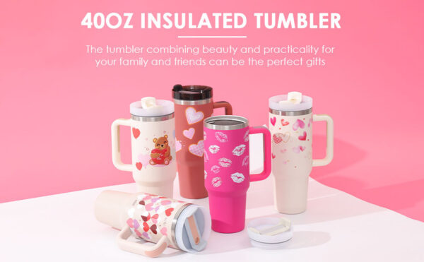 40 Oz Tumbler With Handle Straw Insulated - Image 6