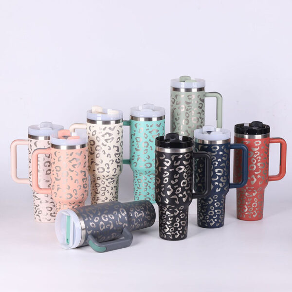 40 Oz Tumbler With Handle Straw Insulated - Image 5