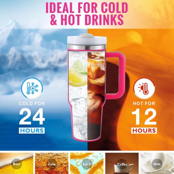 40 Oz Tumbler With Handle Straw Insulated - Image 4